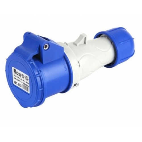 PRESA VOLANTE INDUSTRIALE CEE IP44 2P + T 230V 16A BLU