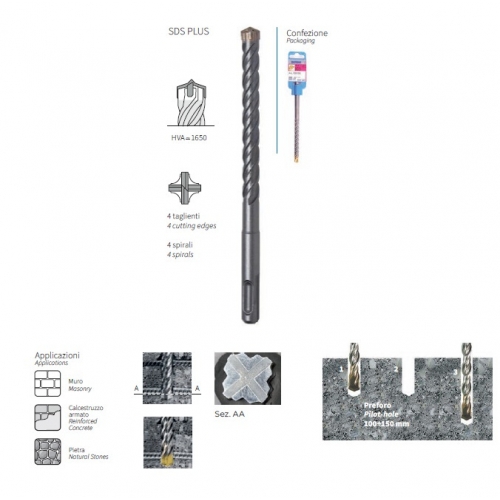 PUNTA X TRAPANI A MARTELLO K8 SDS-PLUS 4 TAGLIENTI KRINO