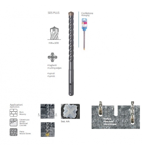 PUNTA X TRAPANI A MARTELLO K8 SDS-PLUS 4 TAGLIENTI KRINO