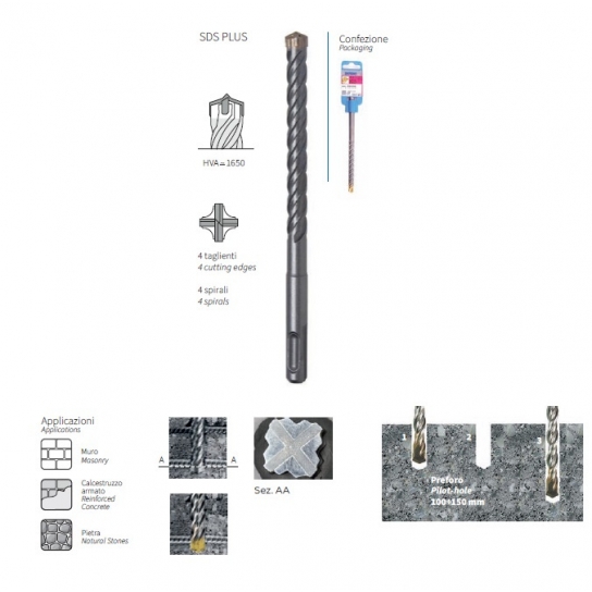 PUNTA X TRAPANI A MARTELLO K8 SDS-PLUS 4 TAGLIENTI KRINO