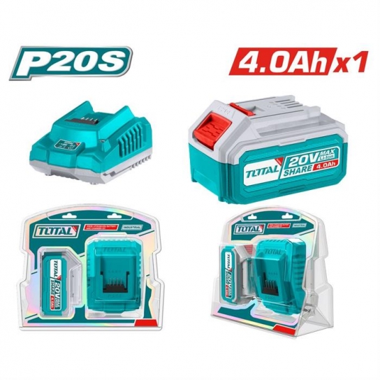 CARICABATTERIE RAPIDO 20V CON PACK BATTERIA 4 AH TOTAL CARICABATTERIE RAPIDO 20V CON PACK BATTERIA 4 AH TOTAL