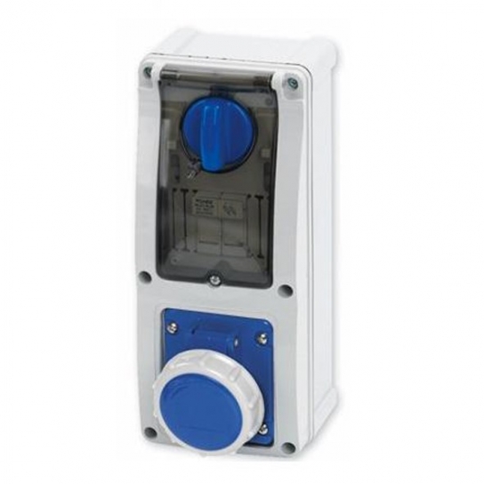 PRESA INTERBLOCCANTE PARETE ORIZZONTALE IP67 2P + T 16A 230V BLU PRESA INTERBLOCCANTE PARETE ORIZZONTALE IP67 2P + T 16A 230V BLU