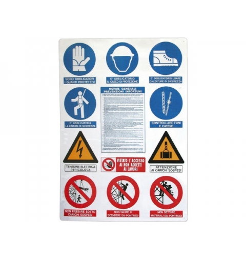 CARTELLO PLASTICA 12 SIMBOLI CM 100X70