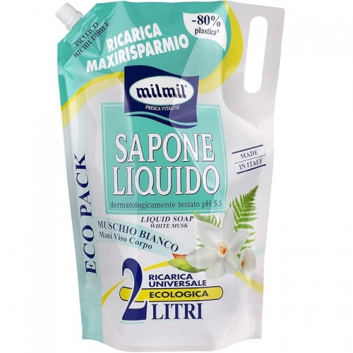 SAPONE LIQUIDO RICARICA MUSCHIO BIANCO LT 2 FRESH MILMIL