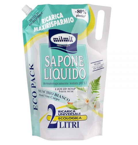 SAPONE LIQUIDO RICARICA MUSCHIO BIANCO LT 2 FRESH MILMIL