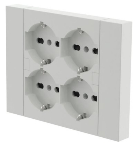 PRESA MULTIPLA BIPASSO + SCHUKO INCASSO BIANCA 4 POSTI 16 AMPERE