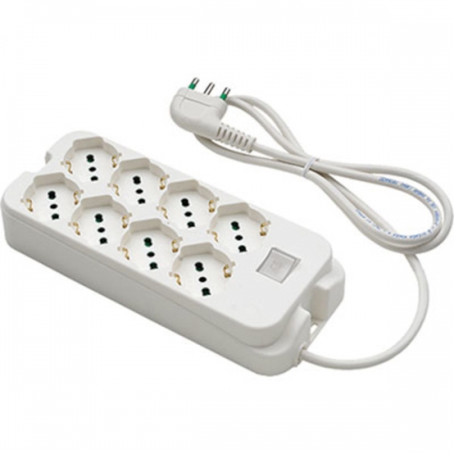 MULTIPRESA CON INTERRUTTORE LUMINOSO CON CAVO 8 PRESE SCHUKO 16 AMPERE