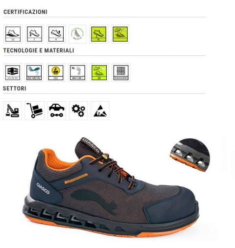 SCARPE ANTINFORTUNISTICHE STAR S1PL FO SR BASSE TESSUTO TECNICO TRASPIRANTE GIASCO