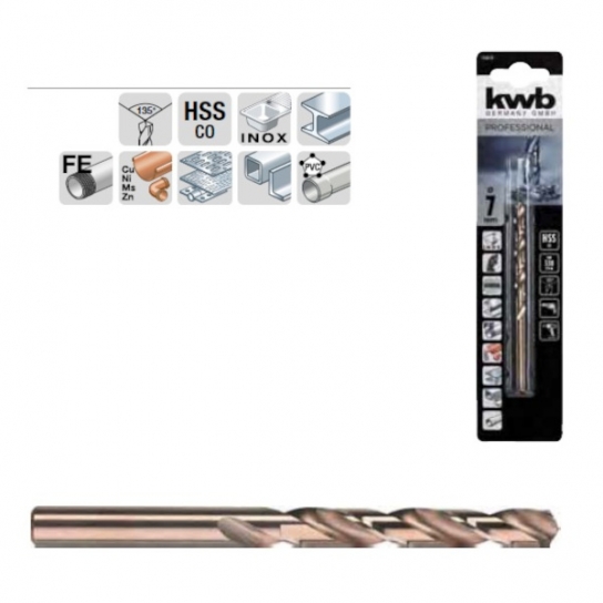 PUNTA AL COBALTO X INOX E METALLI ELICOIDALE HSS-G KWB
