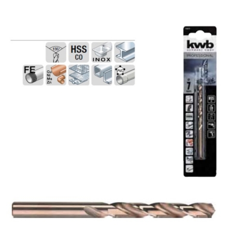 PUNTA AL COBALTO X INOX E METALLI ELICOIDALE HSS-G KWB