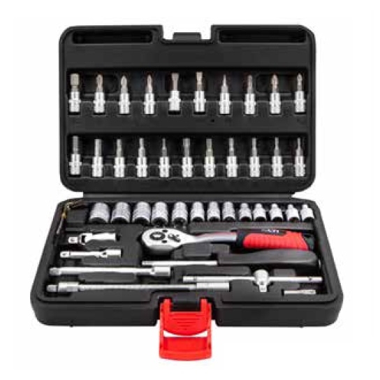 ASSORTIMENTO CHIAVI BUSSOLE + ACCESSORI DA 1/4 PZ 46 VALIGETTA ANTIURTOLTI