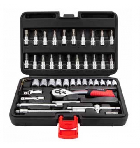 ASSORTIMENTO CHIAVI BUSSOLE + ACCESSORI DA 1/4 PZ 46 VALIGETTA ANTIURTOLTI