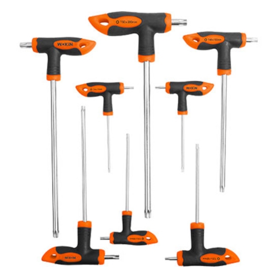 CHIAVI TORX TAMPER A T SERIE CONFEZIONE 8 PEZZI DA T 10/45 WOKIN