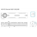 CANALETTA EASY 150 IN POLIETILENE PE-HD CLASSE C250 EN1433 LUNGHEZZA MT 1 LARGHEZZA ESTERNA MM 208 INTERNA MM 150