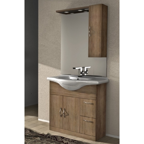 MOBILE BAGNO MONTI 09 CM 85 BASE LAVABO 2 CASSETTI 2 ANTE SPECCHIO CON PENSILE 1 ANTA TETTINO 2 LED + PRESA + INTERRUTTORE COLO