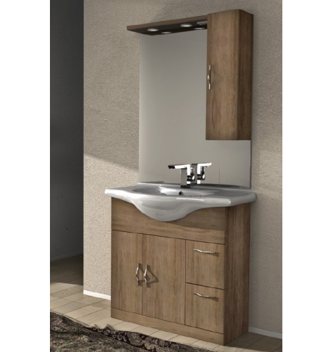 MOBILE BAGNO MONTI 09 CM 85 BASE LAVABO 2 CASSETTI 2 ANTE SPECCHIO CON PENSILE 1 ANTA TETTINO 2 LED + PRESA + INTERRUTTORE COLO