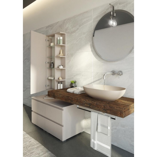 MOBILE BAGNO FREEDOM F25 MASSELLO DI ABETE CANAPA LACCATO OPACO LARGHEZZA CM 190 PROFONDITA' CM 50