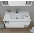 MOBILE BAGNO CITY 02 CM 90 BASE 2 CASSETTI LAVABO RESINA BIANCO SPECCHIO CONTENITORE LAMPADA LED