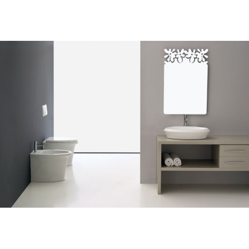 SANITARI COPPIA CITY BIDET MONOFORO VASO CON SEDILE COLORE BIANCO APPOGGIO A TERRA