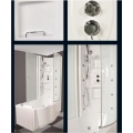 VASCA COMBINATA ISOLA DI BALI BIANCO CROMO PANNELLO FRONTALE E LATERALE CRISTALLO 6 MM