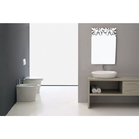 SANITARI COPPIA CITY BIDET MONOFORO VASO CON SEDILE COLORE BIANCO APPOGGIO A TERRA
