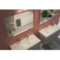 MOBILE BAGNO LINE 04 CM 100 BASE 2 CASSETTI 1 ANTA LAVABO RESINA BIANCO SPECCHIO SAGOMATO LAMPADA LED