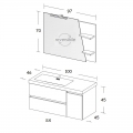 MOBILE BAGNO LINE 04 CM 100 BASE 2 CASSETTI 1 ANTA LAVABO RESINA BIANCO SPECCHIO SAGOMATO LAMPADA LED