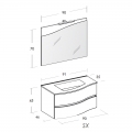 MOBILE BAGNO FLEX 01 CM 90 BASE 2 CASSETTI CURVI LAVABO RESINA BIANCO SPECCHIO SAGOMATO LAMPADA LED