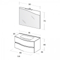 MOBILE BAGNO FLEX 01 CM 90 BASE 2 CASSETTI CURVI LAVABO RESINA BIANCO SPECCHIO SAGOMATO LAMPADA LED
