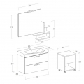 MOBILE BAGNO MANHATTAN M8 CM 82 BASE LAVABO CERAMICA SPECCHIO FILO MENSOLA LAMPADA LED COLORAZIONE ROVERE TRANCHE BIANCO