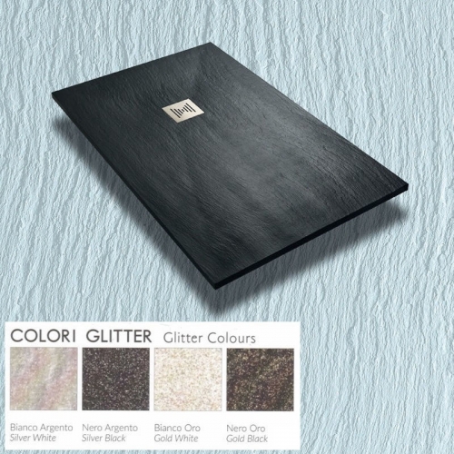 PIATTO DOCCIA RETTANGOLARE H3 PIANO IN MINERAL MARMO E RESINA POLIESTERE CON PILETTA GLITTERATO