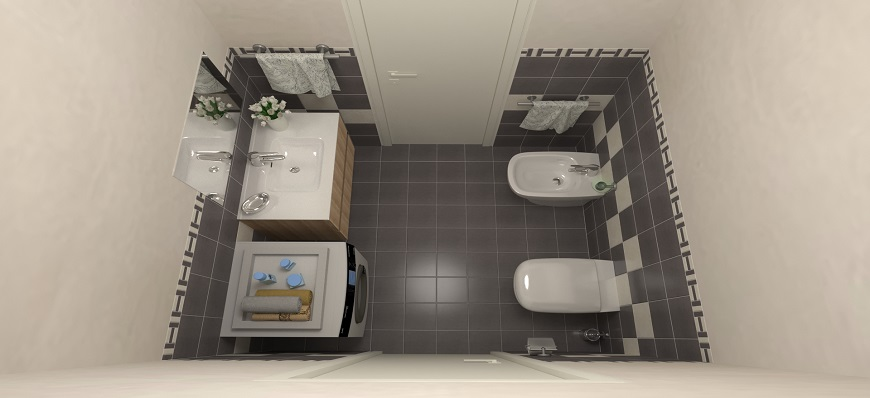 BAGNO DI SERVIZIO AVORIO ED ANTRACITE